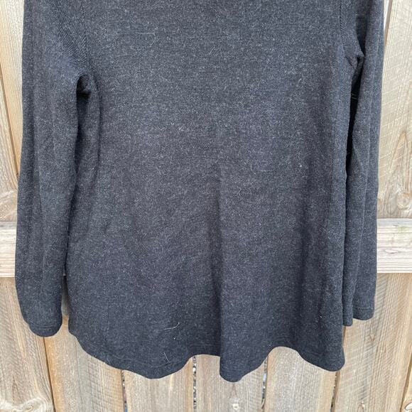 Anthropologie Moth Button Down Faux Fur Sweater Tunic Cardigan Gray Small - Picture 5 of 10